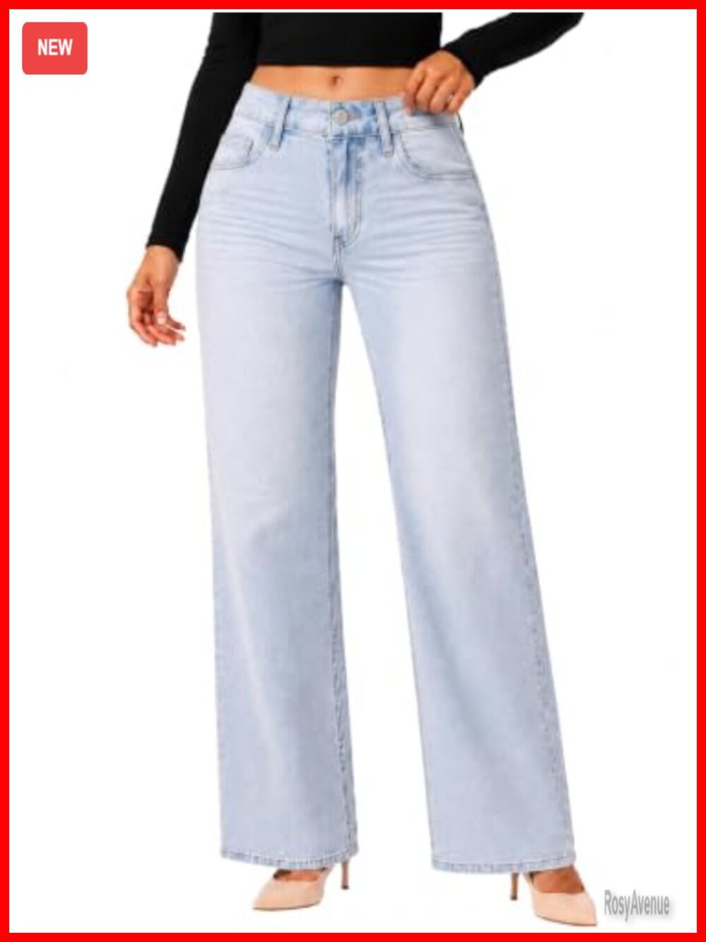 BBL Wide Leg Jeans Mid Low Rise Stretch Denim Butt Lift